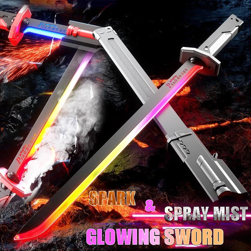 Colorful Glowing Sword with Spark & Smoke Effect