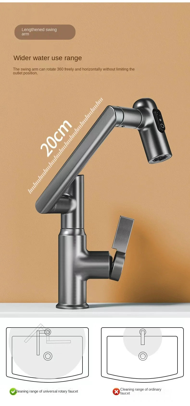 Multifunctional Pullout Wash Basin Faucet