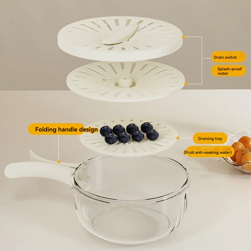 Foldable Handle Drain Basket with Lid