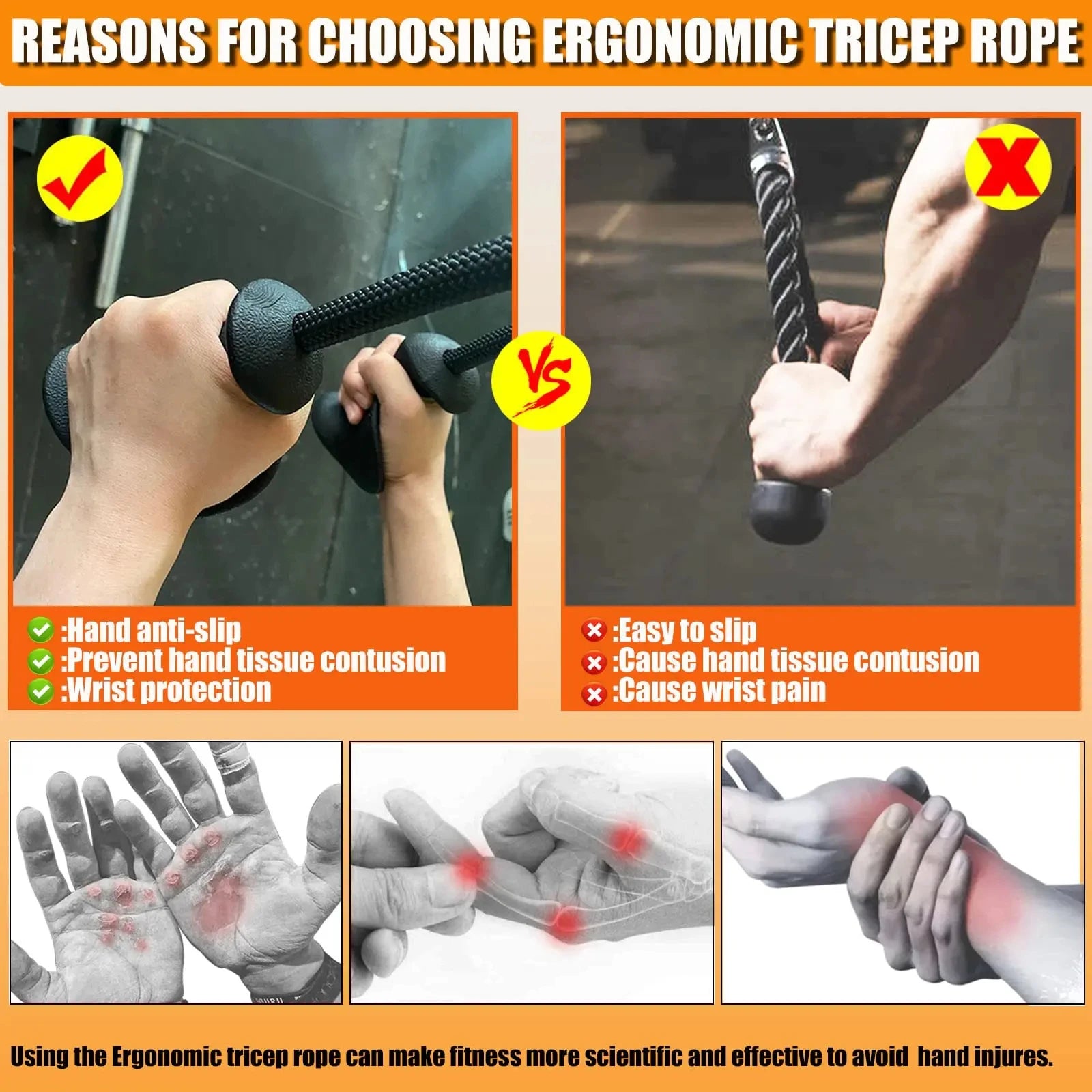 Ergonomic Triceps Rope