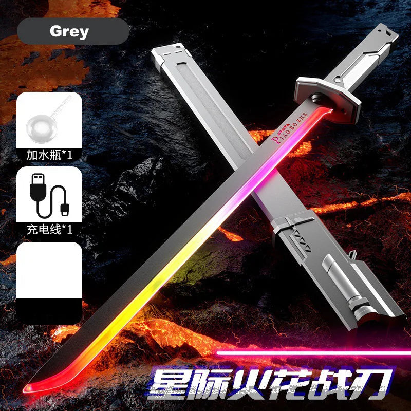 Colorful Glowing Sword with Spark & Smoke Effect
