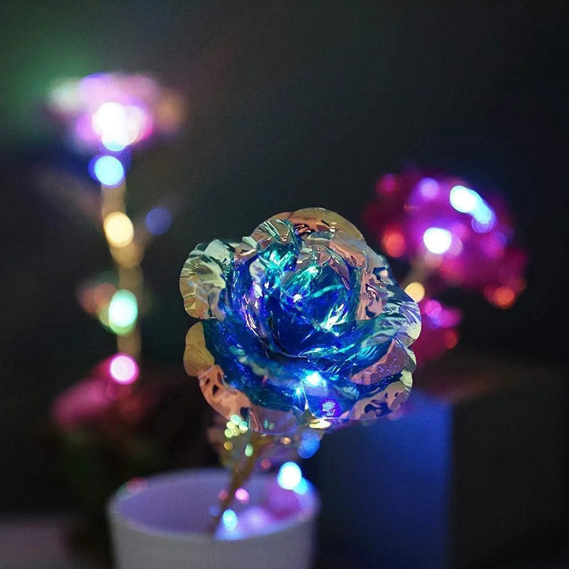 Golden Plated Artificial Luminous Roses