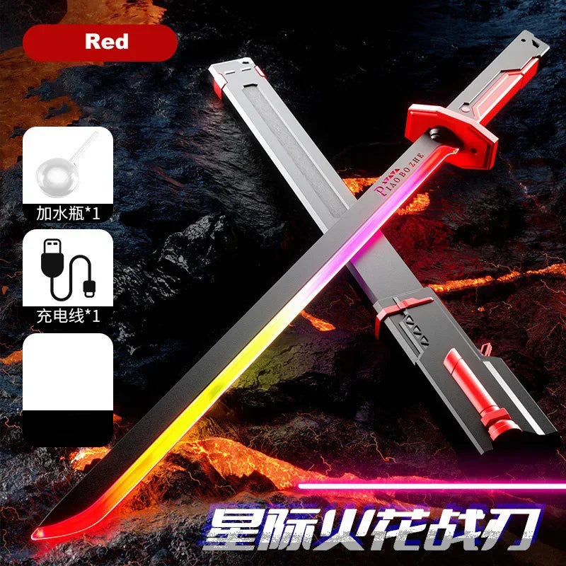 Colorful Glowing Sword with Spark & Smoke Effect