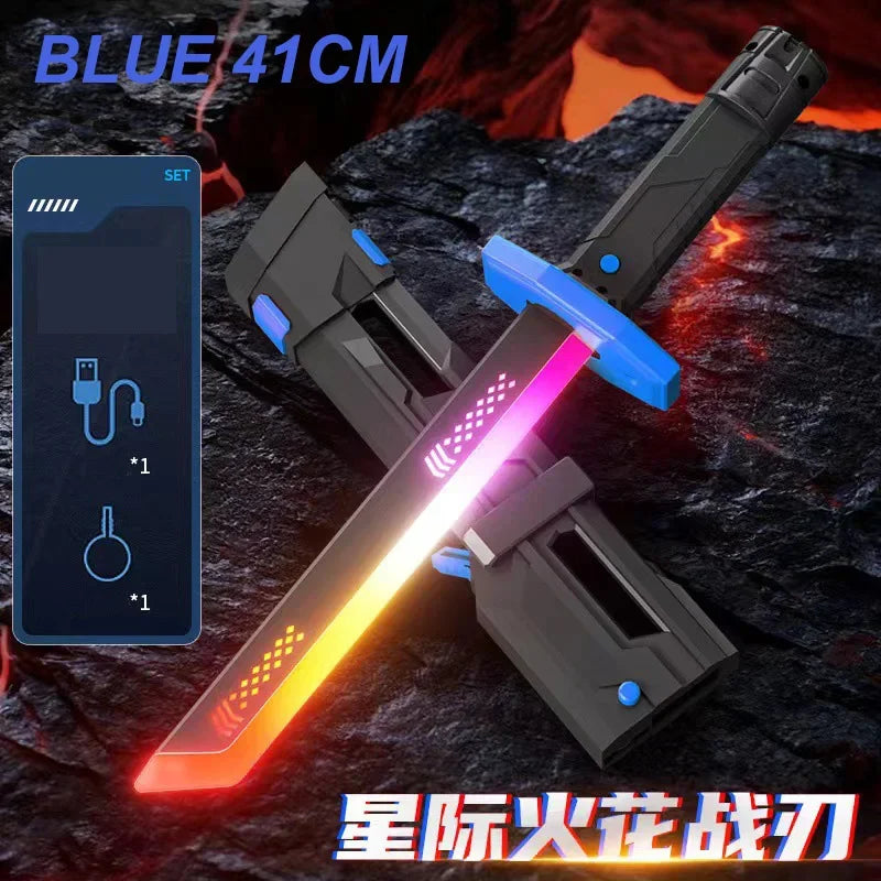 Colorful Glowing Sword with Spark & Smoke Effect