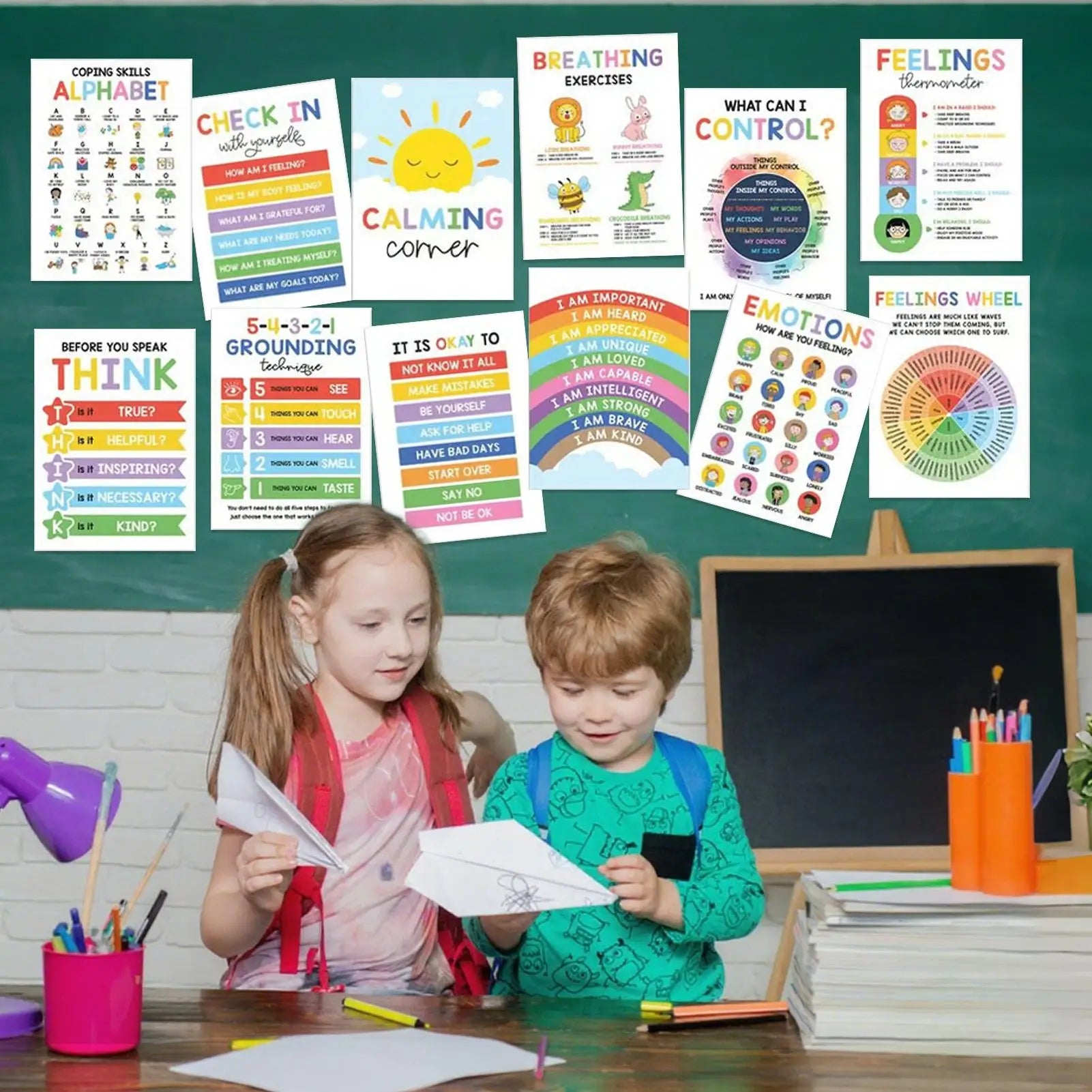 12pcs Calming Corner Posters For Kids Mental Health