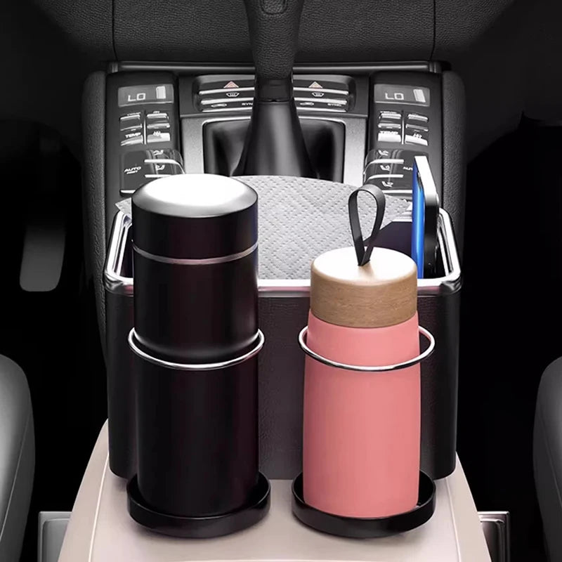 Car Armrest Storage Organizer with Cup Holder