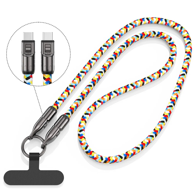 2 In 1 Lanyard Strap Fast Charging Cable