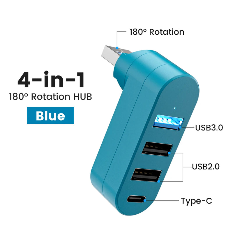 Mini 180° Rotatable USB Hub