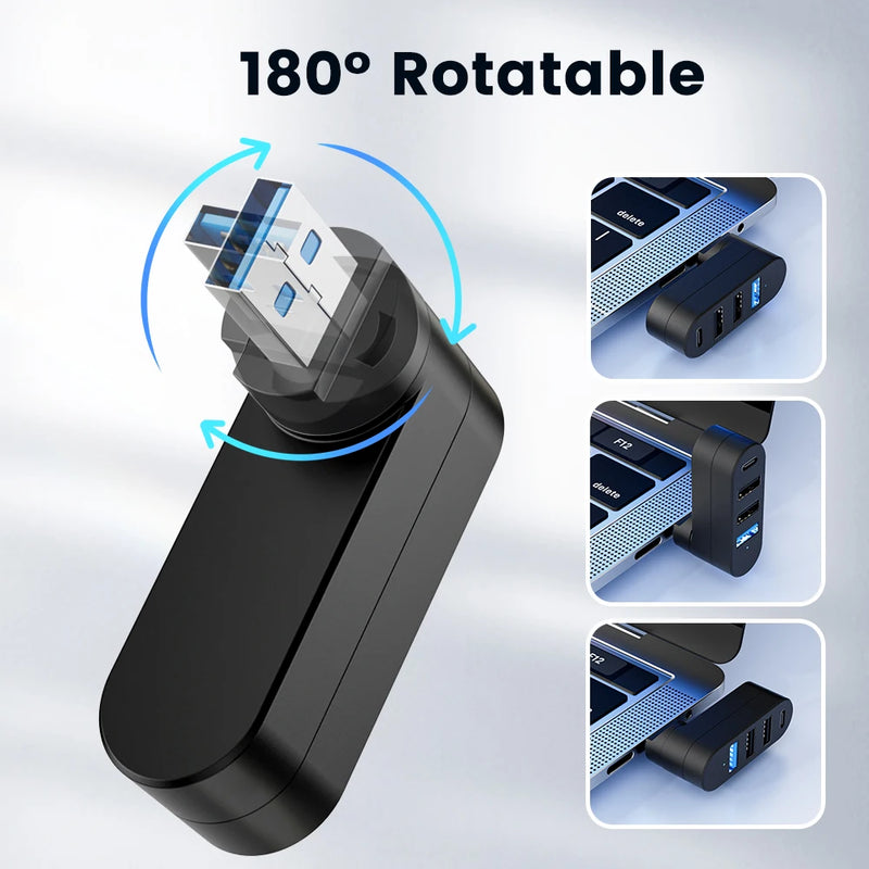 Mini 180° Rotatable USB Hub