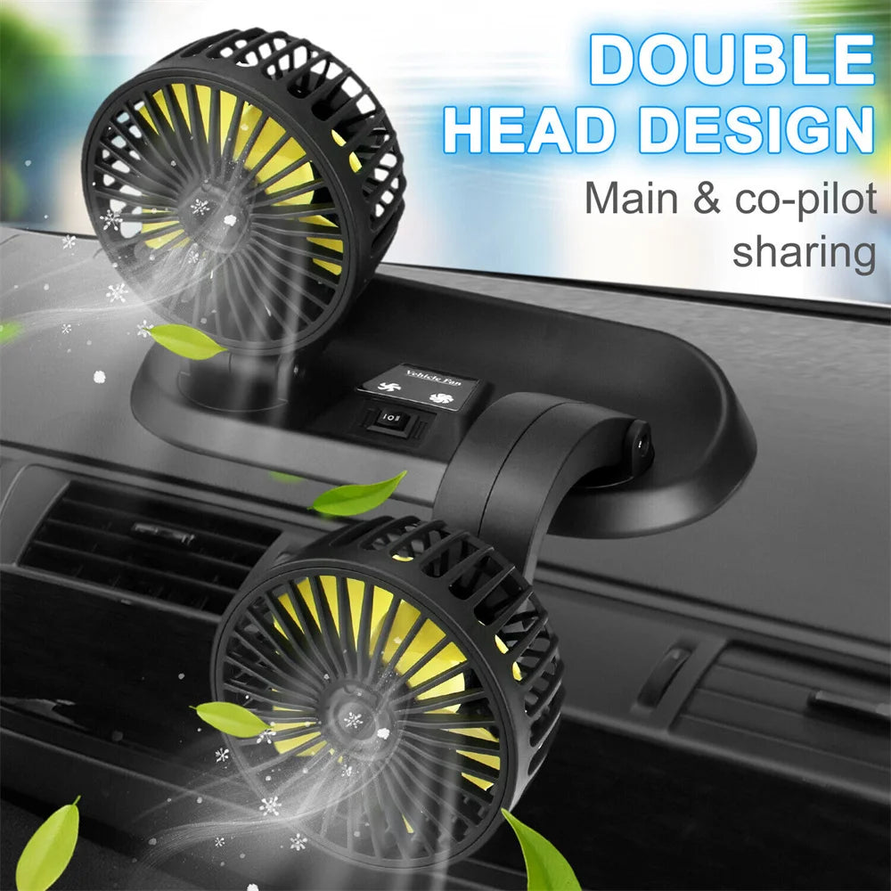 Portable Dual Head Car Air Cooling Fan