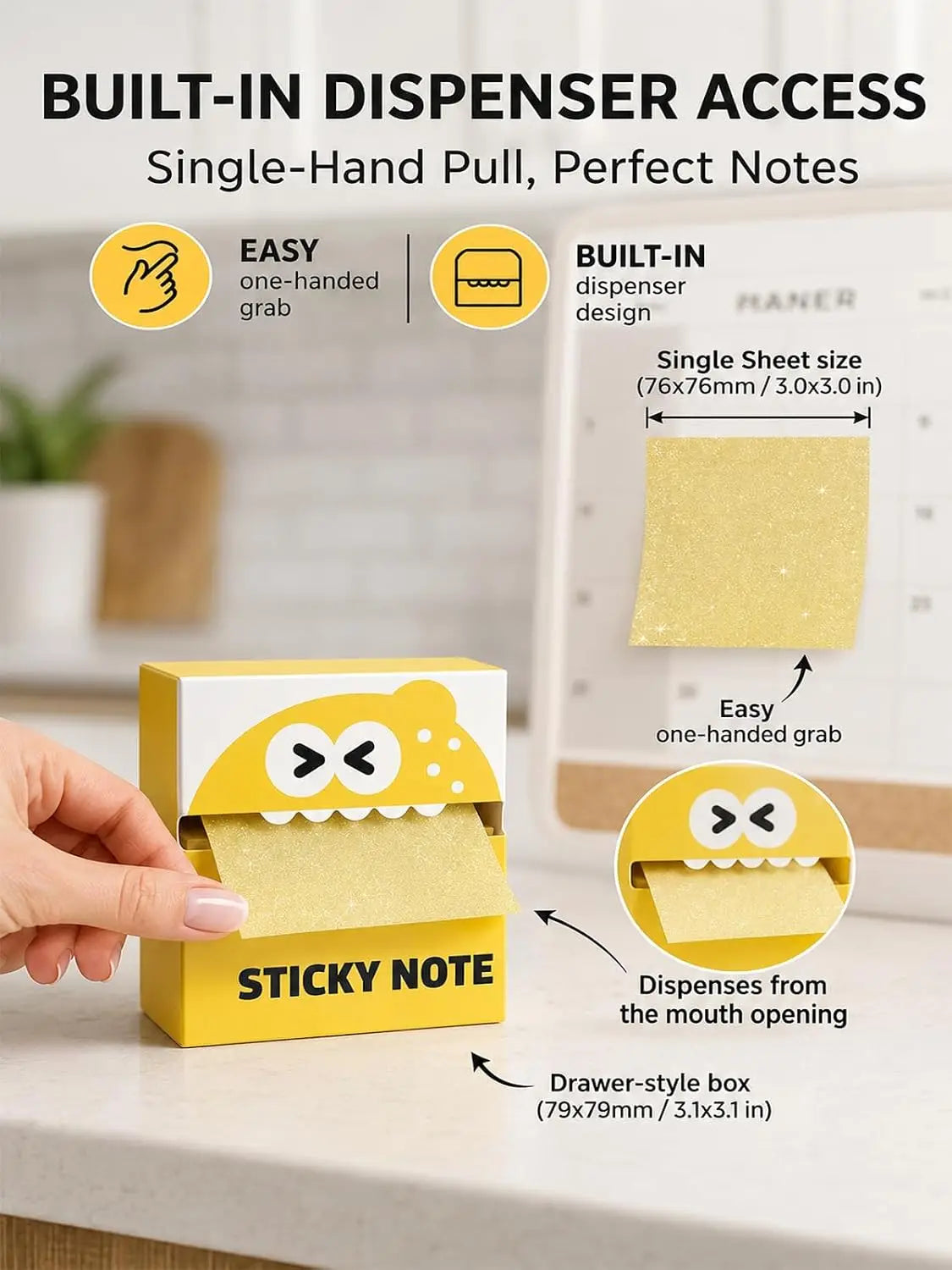 Self-Adhesive Glitter Transparent Sticky Notes