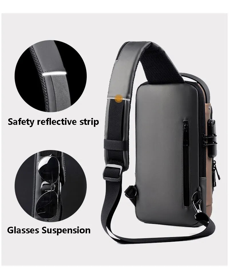 Waterproof Chest Bag with USB Charging Interface